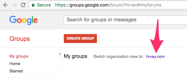 Switch to organization for group