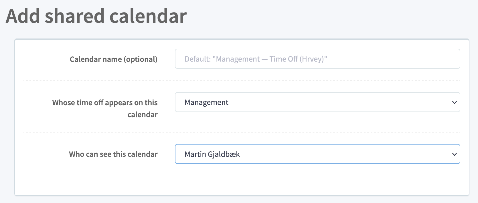 Create fine-grained shared time off calendar on Google Calendar