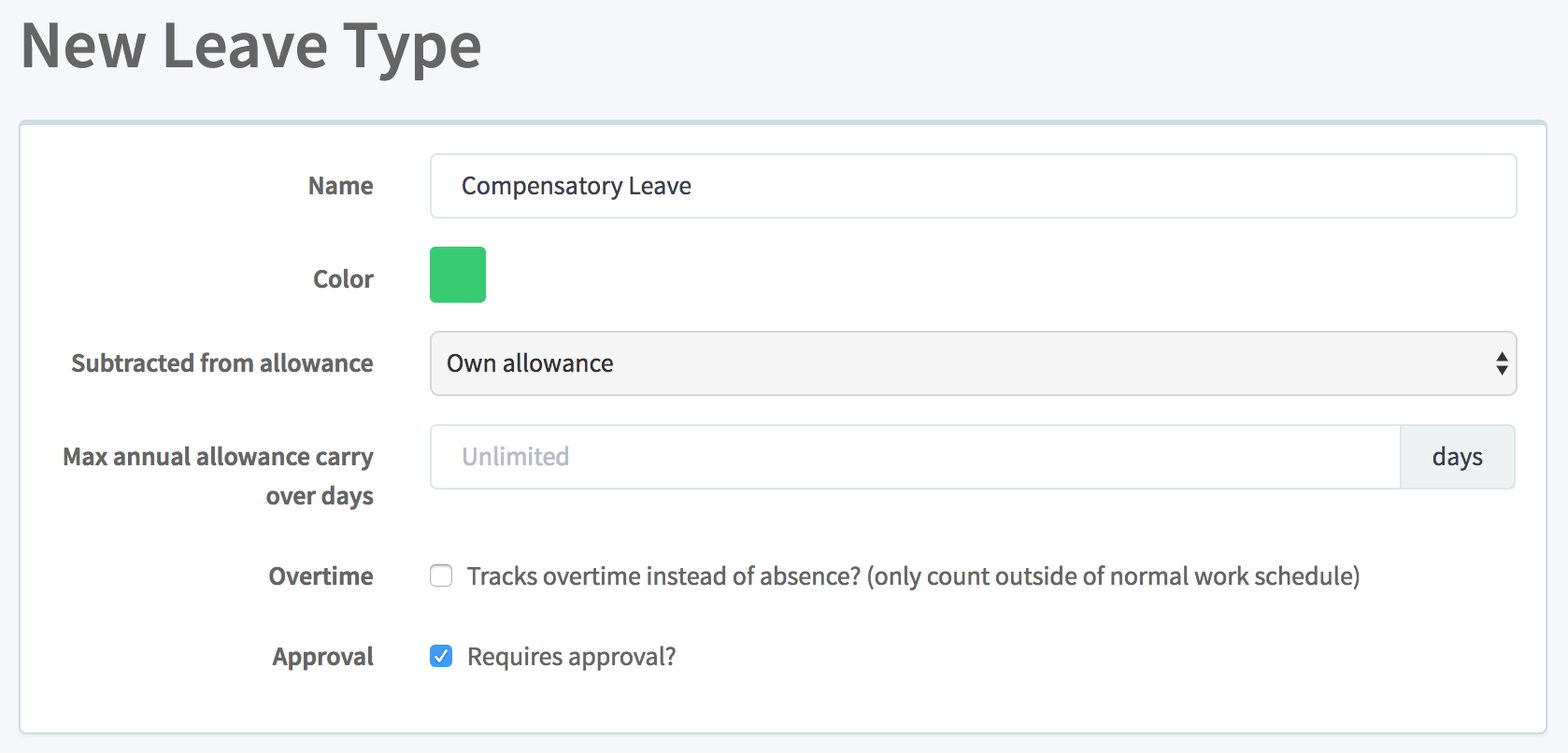 Compensatory Leave Type